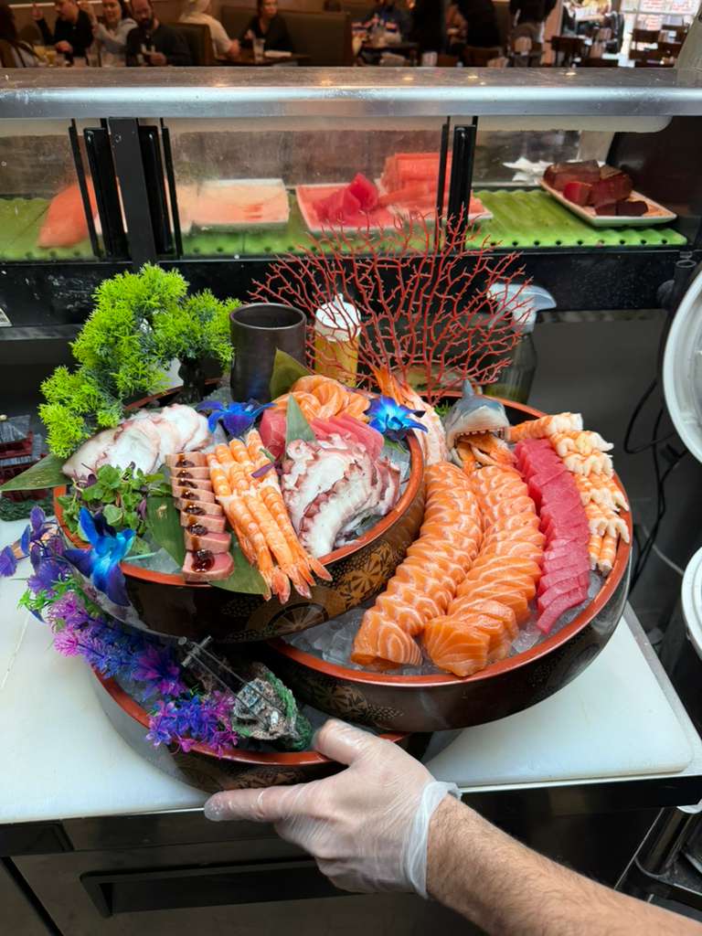 A beautifully plated sushi assortment at Kingdom Sushi.